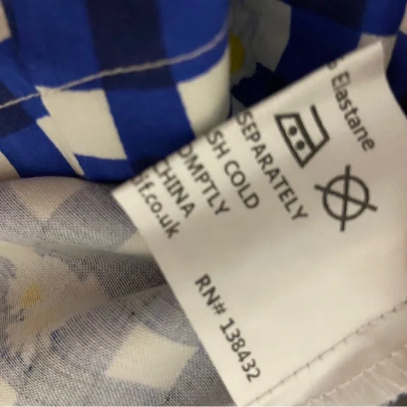 T34a- COLLECTIF LONDON Blue-White GINGHAM Plaid DAISIES Midi DEMIRA Sheath Dress - Picture 7 of 10